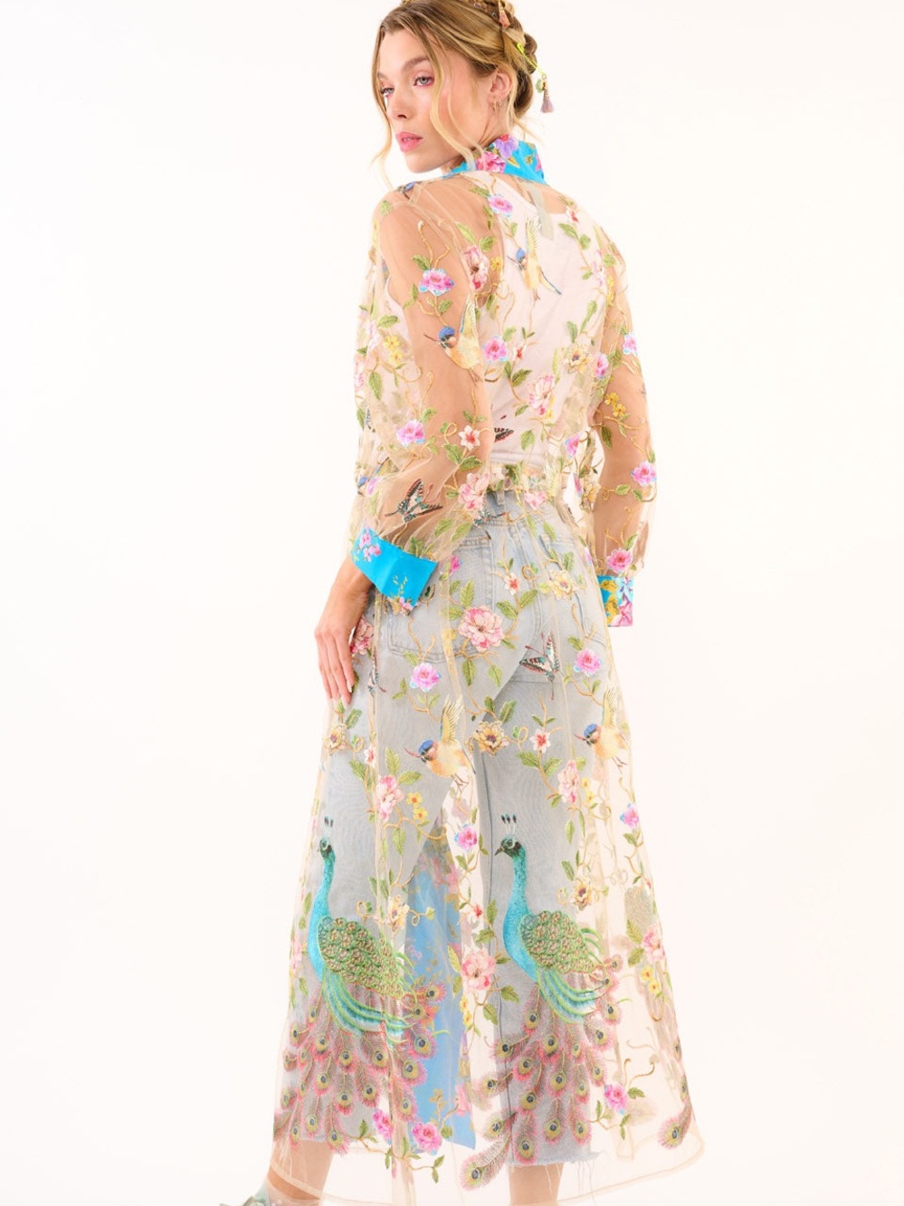 Aratta Garden of Eden Embroidered Mesh Kimono, NWT, $269 MSRP - Picture 6 of 15